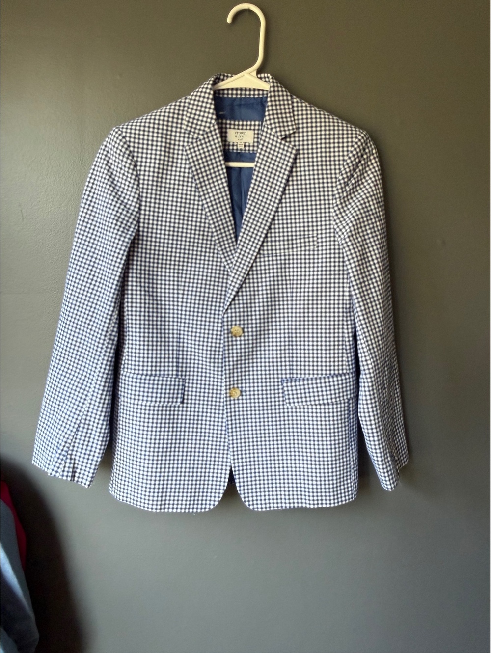 Crown & Ivy Kids Blue and White Gingham Blazer Size 14
